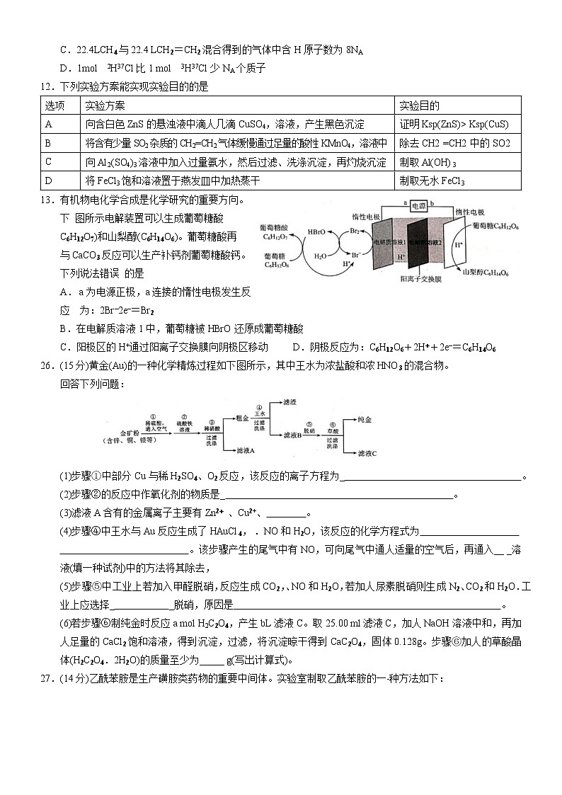 广西南宁市2021届高中毕业班一模理科综合化学试卷02