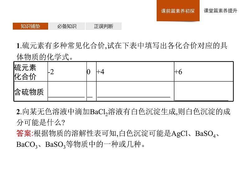 2020-2021学年高中化学新人教版必修第二册 第五章第1节第3课时硫酸根离子的检验　不同价态含硫物质的转化课件（42张）第3页