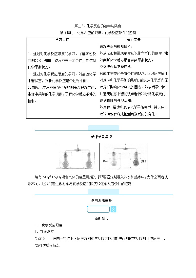 2020-2021学年高中化学新人教版必修第二册  第六章第二节 化学反应的速率与限度（第2课时） 学案201