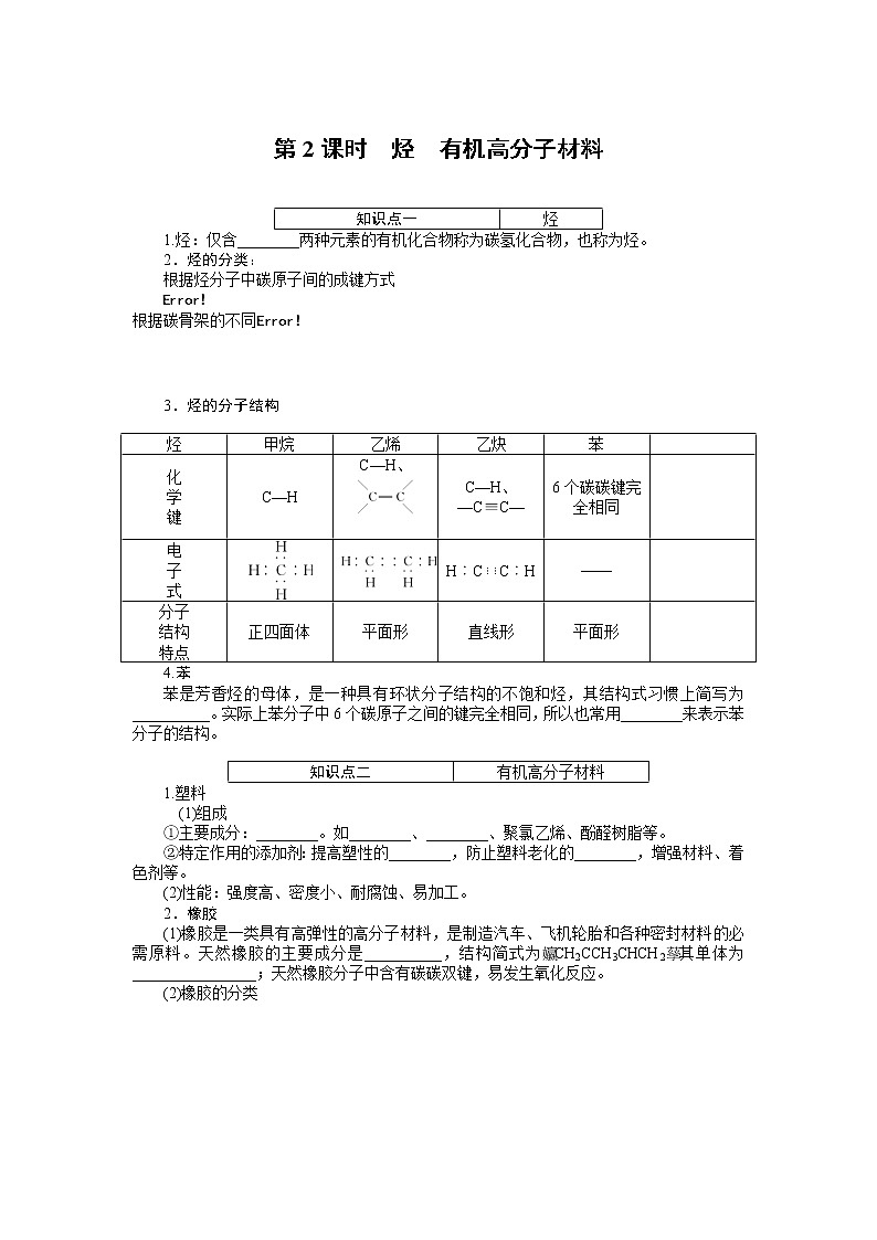2020-2021学年高中化学新人教版必修第二册 第7章第2节乙烯与有机高分子材料第2课时学案201