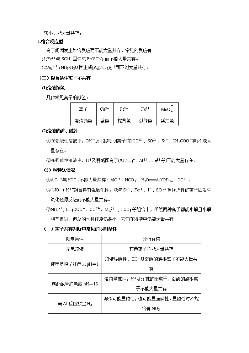 第07讲  离子共存　离子的检验和推断（讲义）-2022年高考化学一轮复习必做提升讲义（夯基础·再突破）学案02