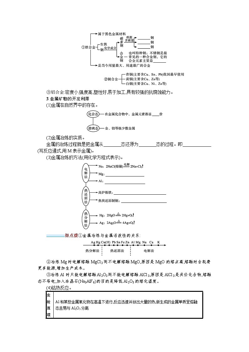 2022届高考新教材化学人教版一轮复习学案：第三单元 第3节　金属材料　金属矿物的开发利用第2页
