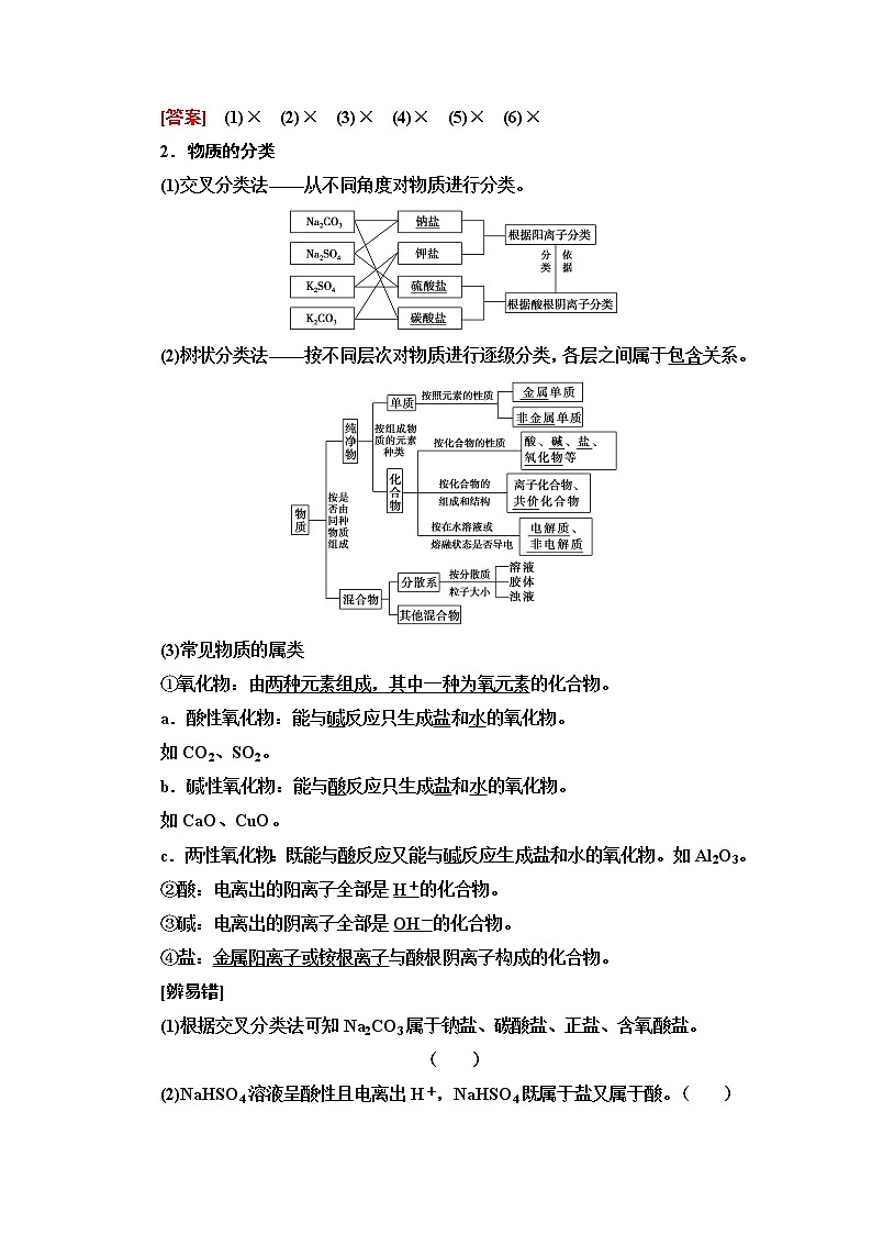 2022届高考统考化学人教版一轮复习教师用书：第1部分 第2章 第1节　物质的组成、分类和性质　传统化学文化教案第3页