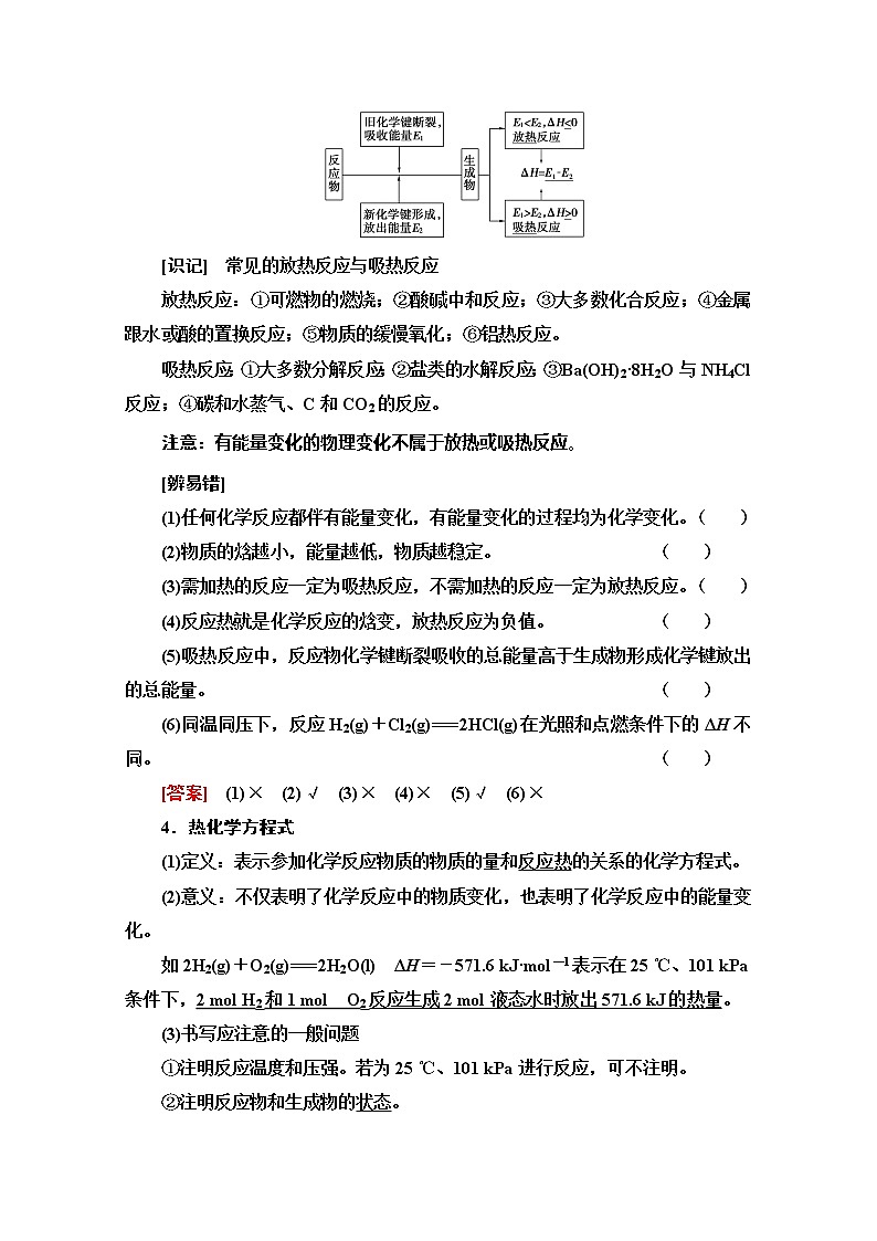 2022届高考统考化学人教版一轮复习教师用书：第1部分 第6章 第1节　化学能与热能教案第3页