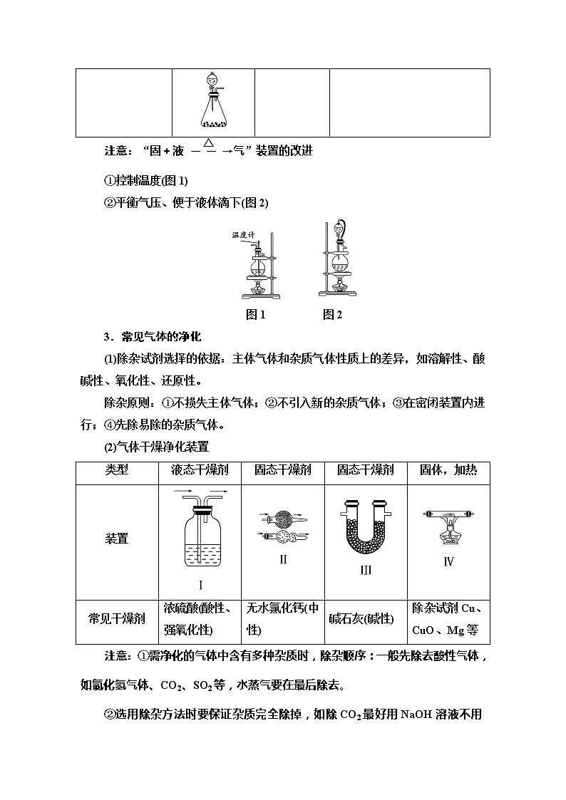 2022届高考统考化学人教版一轮复习教师用书：第1部分 高考专题讲座 2　常见气体的实验室制法及其性质探究教案第2页