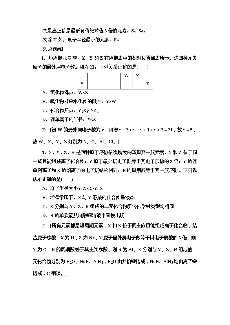 2022届高考统考化学人教版一轮复习教师用书：第1部分 高考专题讲座 3　元素推断试题的分类突破教案第2页