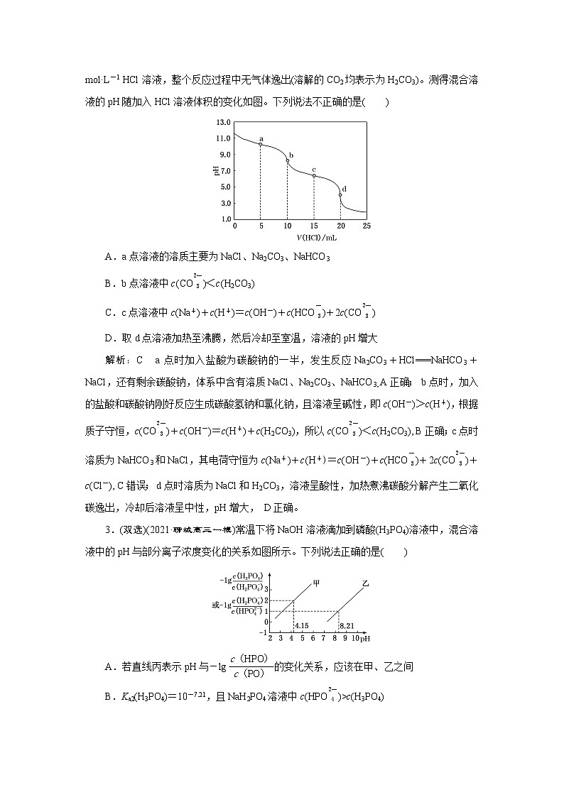 选择题提速练(五)　电解质溶液中粒子浓度的关系第2页