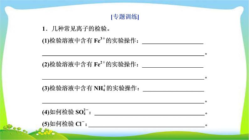 人教版高考化学总复习离子检验的答题规范及离子反应完美课件PPT第7页