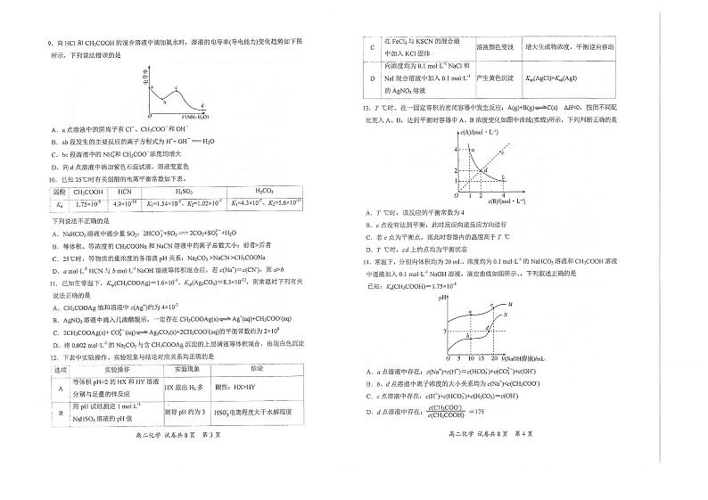江苏省常熟中学2021-2022学年高二12月阶段学习质量检测化学（选修）试卷第2页