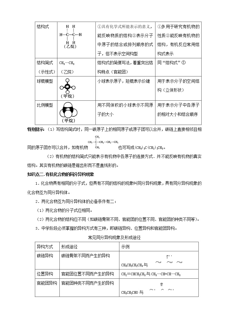 人教版高中化学选修五第2讲：有机物的结构特点学案02