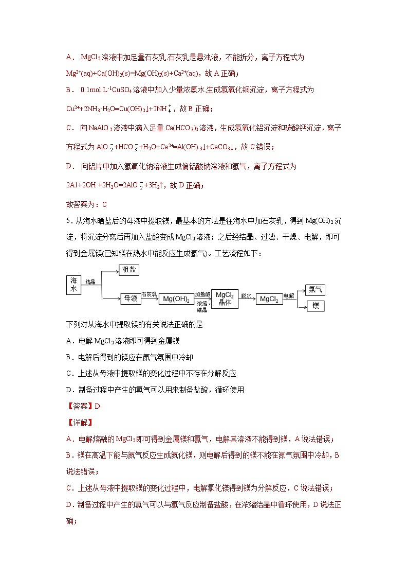 专题07 铝、镁及其化合物（限时精练）-2022年高三毕业班化学常考点归纳与变式演练（解析版）第3页