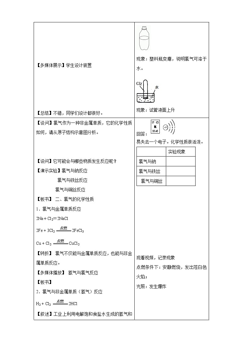 3.1.2 氯气的性质与应用教学设计（2）-苏教版高中化学必修第一册03