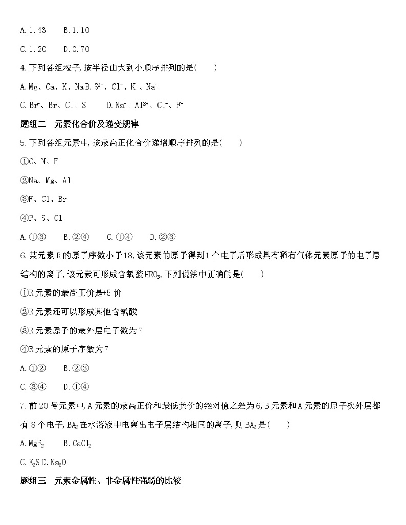 苏教版（2019）高中化学必修第一册 同步作业(28份资料) 试卷练习02