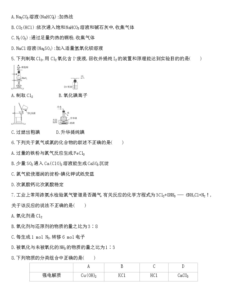 苏教版（2019）高中化学必修第一册 同步作业(28份资料) 试卷练习02