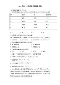 2021年高一上学期化学期末复习题（2019人教版化学必修一）