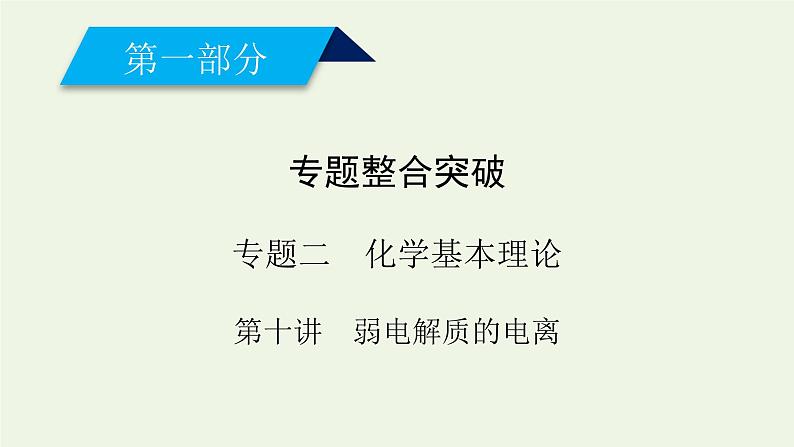 第10讲 弱电解质的电离-2022高考化学二轮复习高分冲刺课件第1页