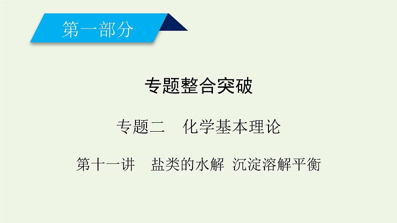 第11讲 盐类的水解 沉淀溶解平衡-2022高考化学二轮复习高分冲刺课件第1页