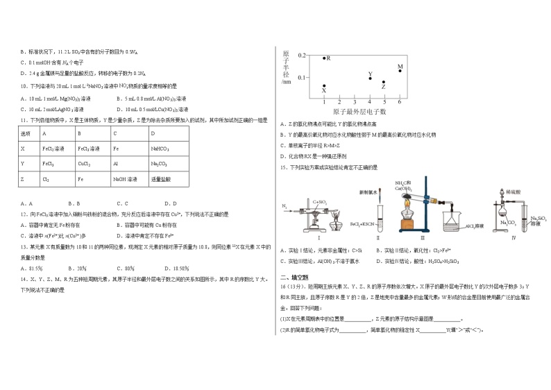 2021年湖北高一上学期化学期末复习试卷（（人教版上册）教案02