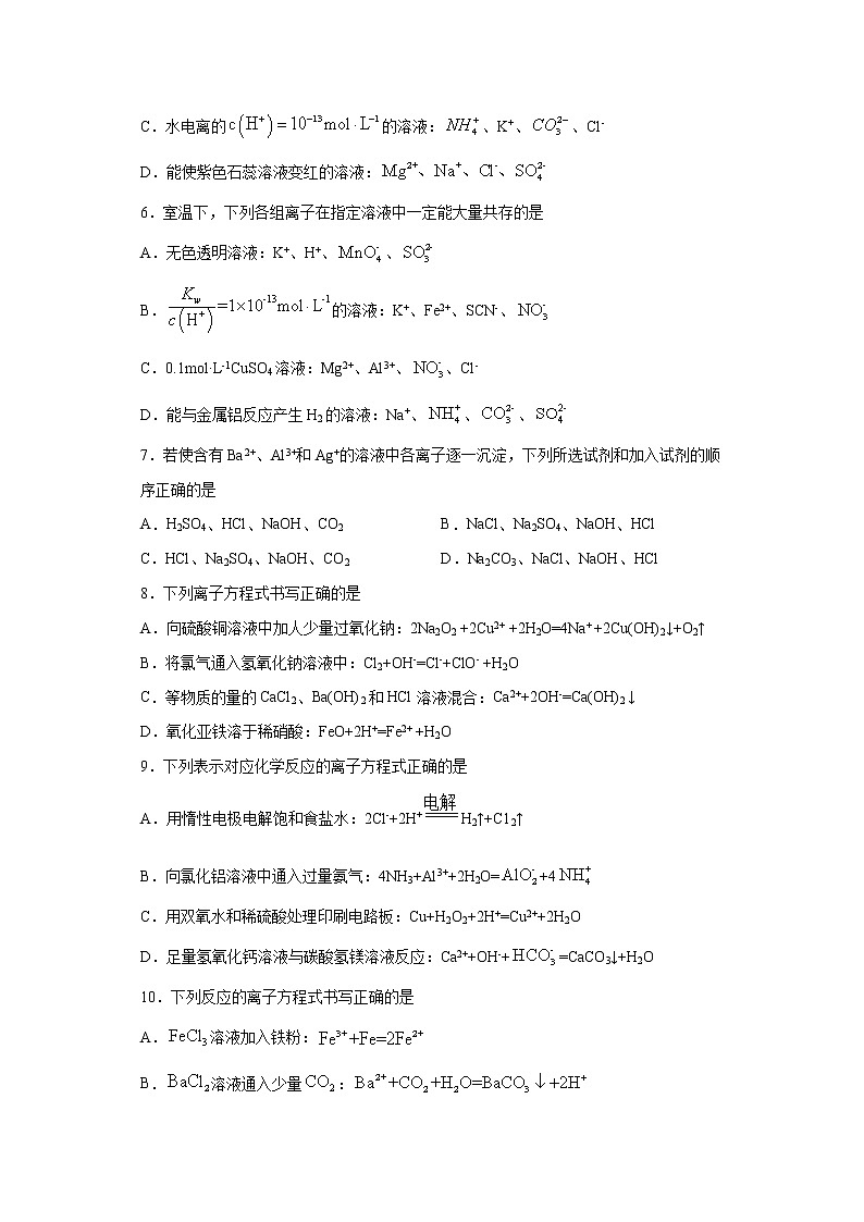 专题04 离子反应（限时精练）-2022届高考化学一轮复习热点题型归纳与变式训练（原卷版）第2页