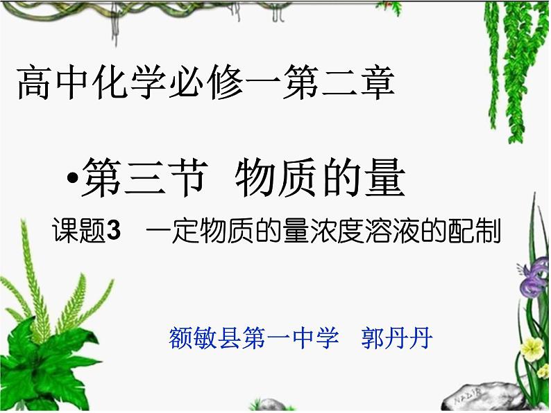 第二章实验活动1配置一定物质的量浓度的溶液课件2021-2022学年上学期人教版(2019)高中化学必修第一册01