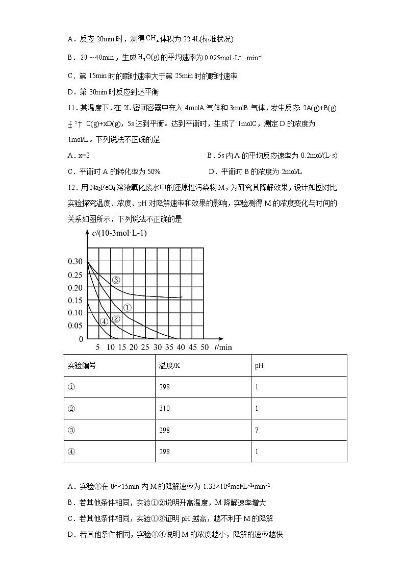 第六章第二节 化学反应速率与限度训练题2021-2022学年高一化学人教版（2019）必修第二册第3页