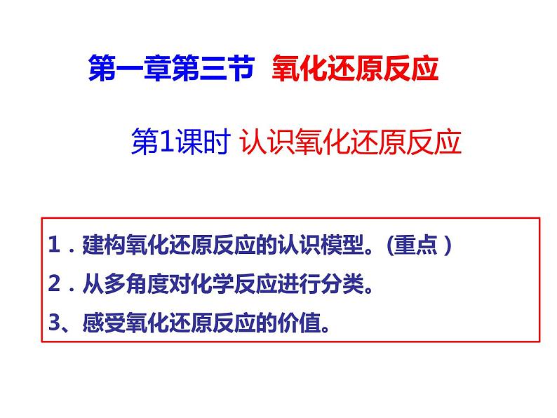 第一章第三节氧化还原反应第一课时课件2021-2022学年高一上学期化学人教版（2019）必修第一册第1页