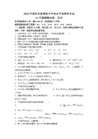 重庆市2022届高三上学期11月调研测试化学试题 Word