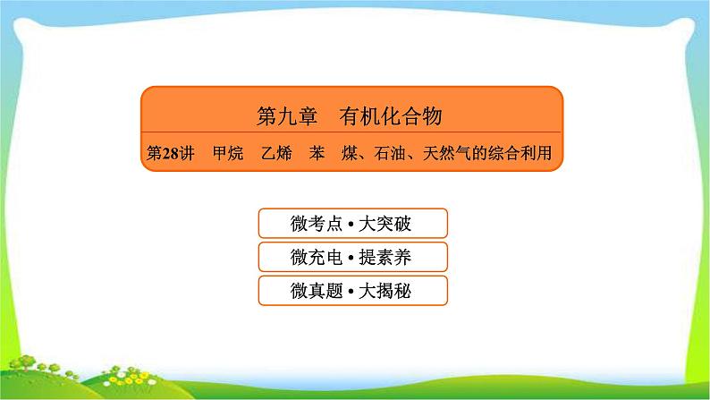 高中化学第一轮总复习9.28甲烷乙烯苯煤、石油、天然气的综合利用完美课件PPT01