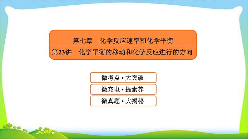 高中化学第一轮总复习7.23化学平衡的移动和化学反应进行的方向完美课件PPT第1页