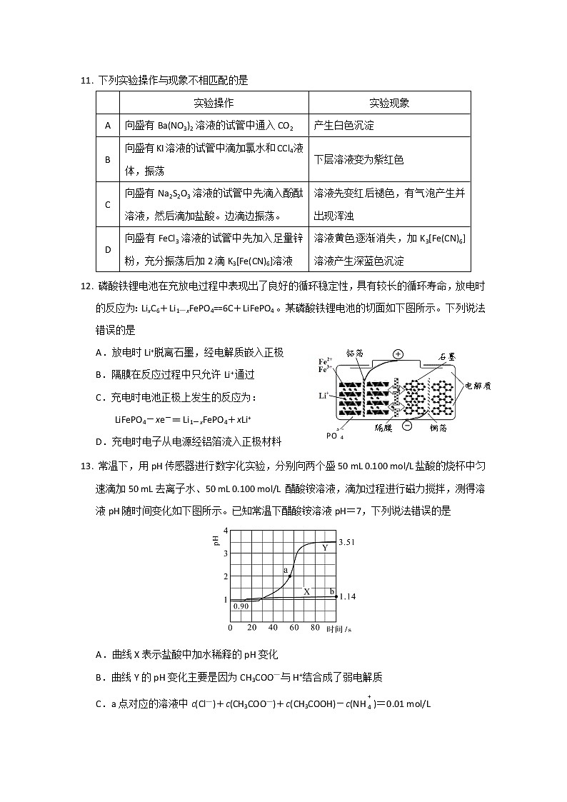 四川省绵阳市2020届高三上学期第二次诊断性考试化学试题 Word版含答案02