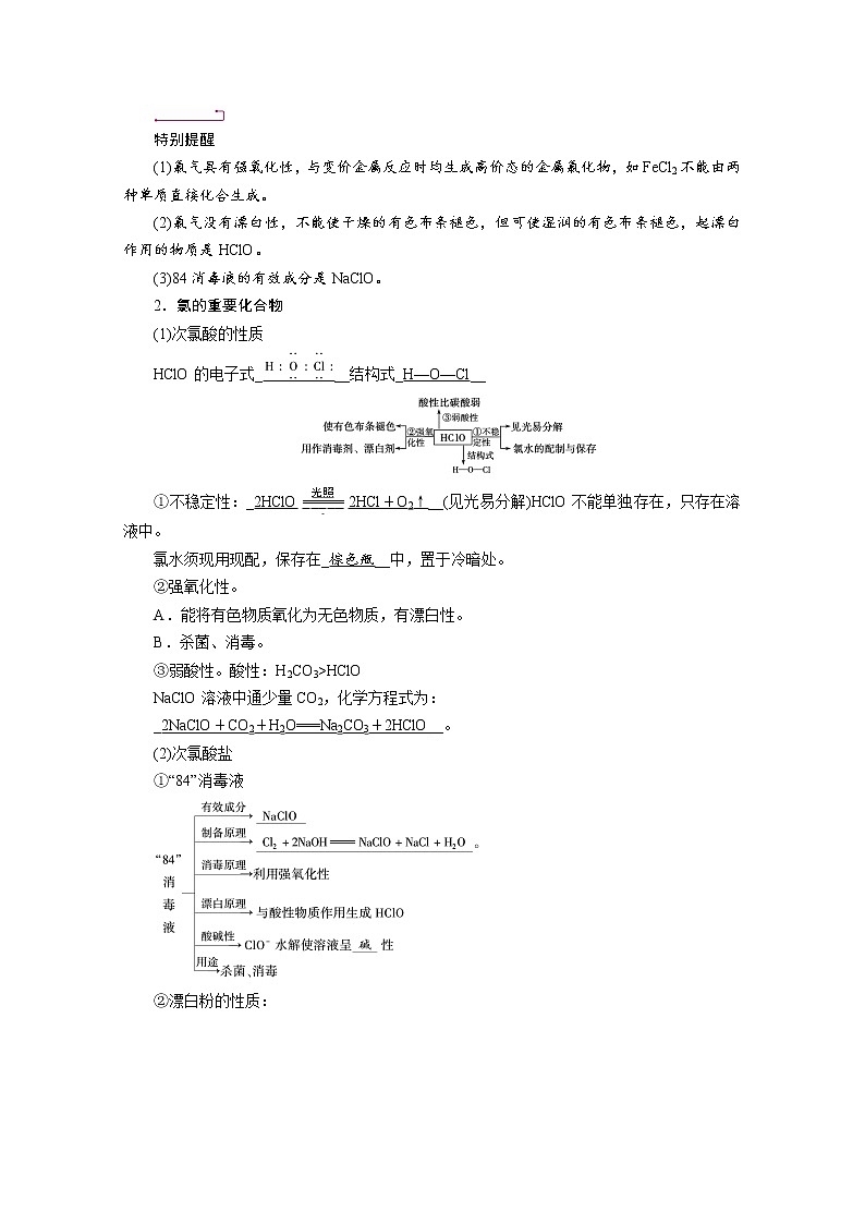 2022届高考化学（人教版）一轮总复习学案：第10讲　氯及其化合物 Word版含解析第2页