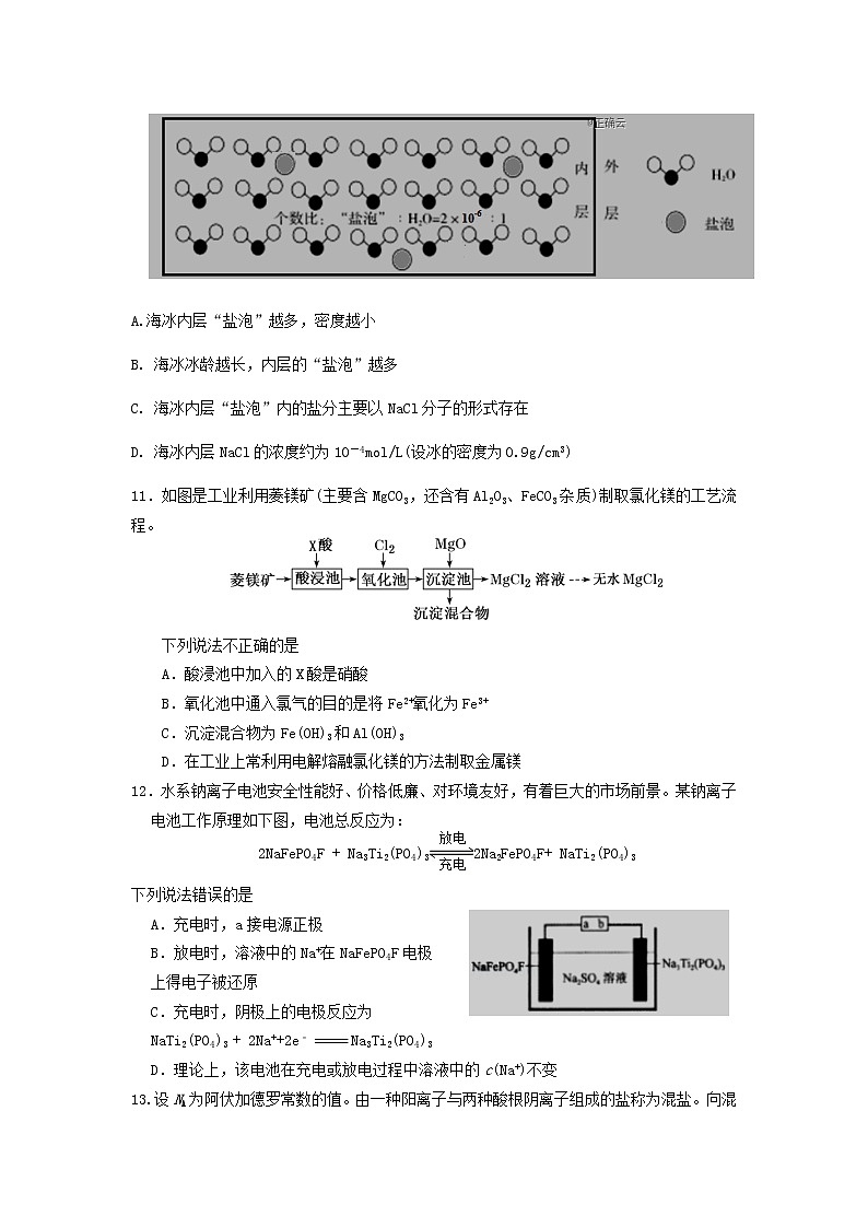 四川省攀枝花市2020届高三上学期第一次统一考试化学试卷 Word版含答案02
