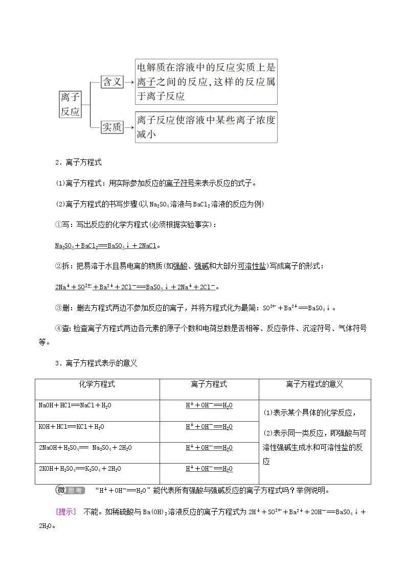 人教版必修一 第1章 物质及其变化 第2节 课时2离子反应学案02