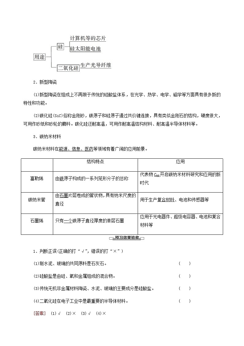 人教版 (2019)必修二 第5章 化工生产中的重要非金属元素 第3节 无机非金属材料学案03