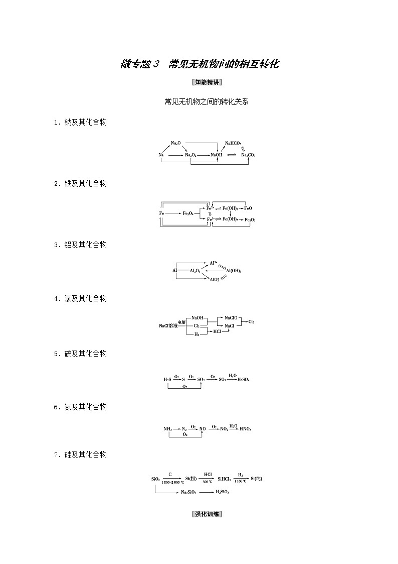 人教版 (2019)必修二 第5章  第3节 微专题 3常见无机物间的相互转化学案01