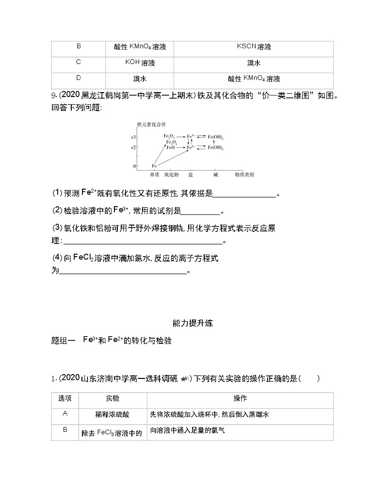 第二单元　探究铁及其化合物的转化-2022版化学必修第二册 苏教版（2019） 同步练习 （Word含解析）第3页