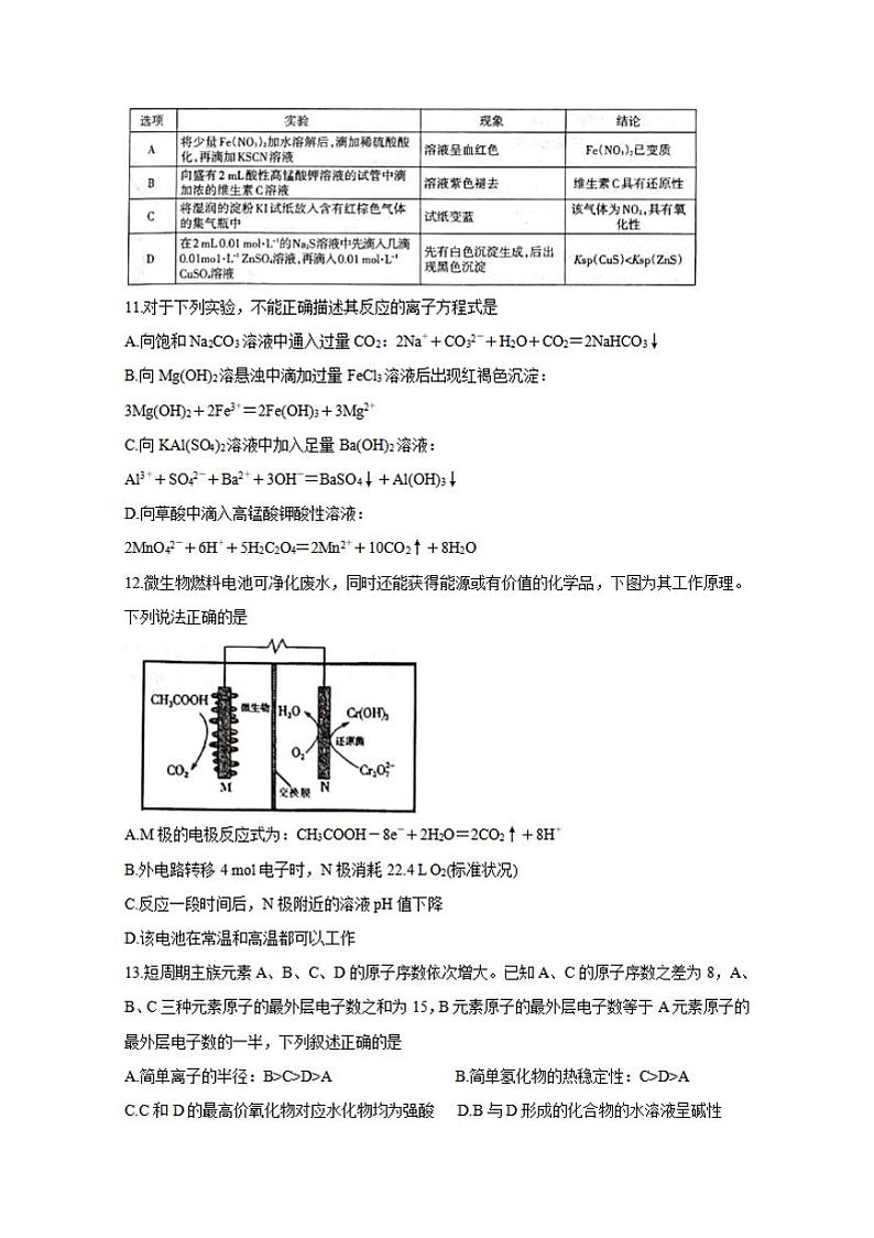 广西玉林市、柳州市2021届高三第二次模拟考试化学试题含答案02