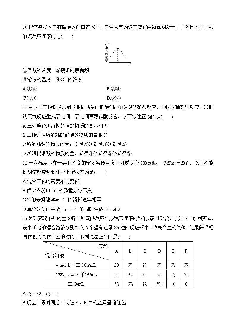 期中考试复习模拟试题五 2020-2021学年高一下学期化学试题（人教版2019必修二，第5章、第六章内容）（100分）03