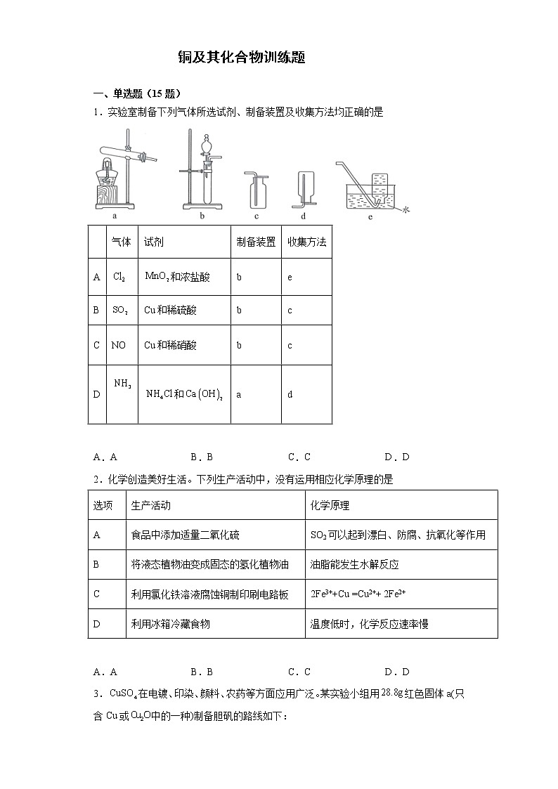 2022届高三化学高考备考一轮复习化学铜及其化合物专项训练第1页