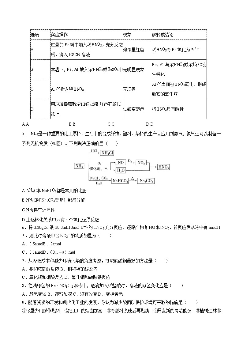 5.23  氮及其化合物   课时练习  高中化学新人教版必修第二册（2022年）02