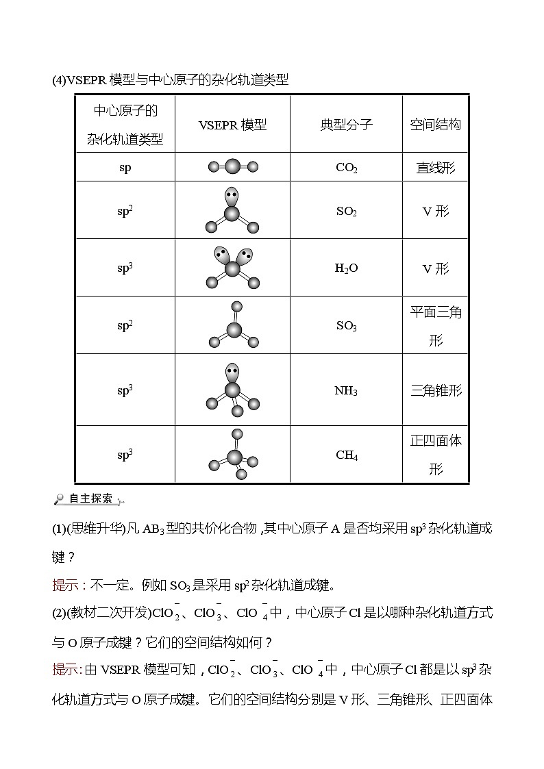 2021-2022学年高中化学新人教版选择性必修2 第2章 第2节分子的空间结构第2课时 学案第3页