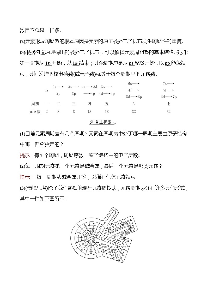 2021-2022学年高中化学新人教版选择性必修2 第1章 第2节原子结构与元素的性质第1课时 学案02
