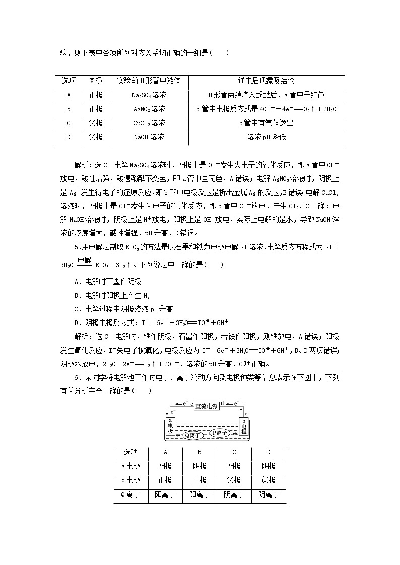 2022届高考化学一轮复习跟踪检测36化学能与电能3__电解原理及应用过基础含解析第2页
