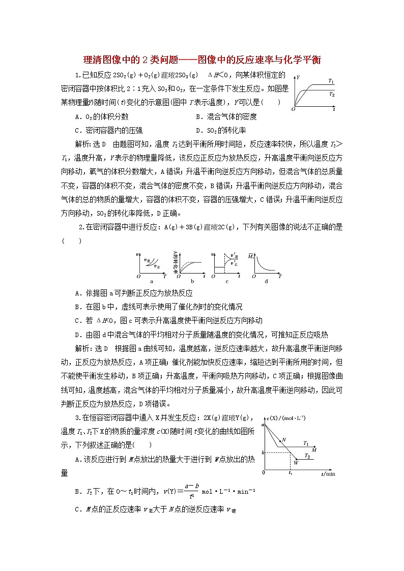 2022届高考化学一轮复习跟踪检测43理清图像中的2类问题__图像中的反应速率与化学平衡含解析第1页