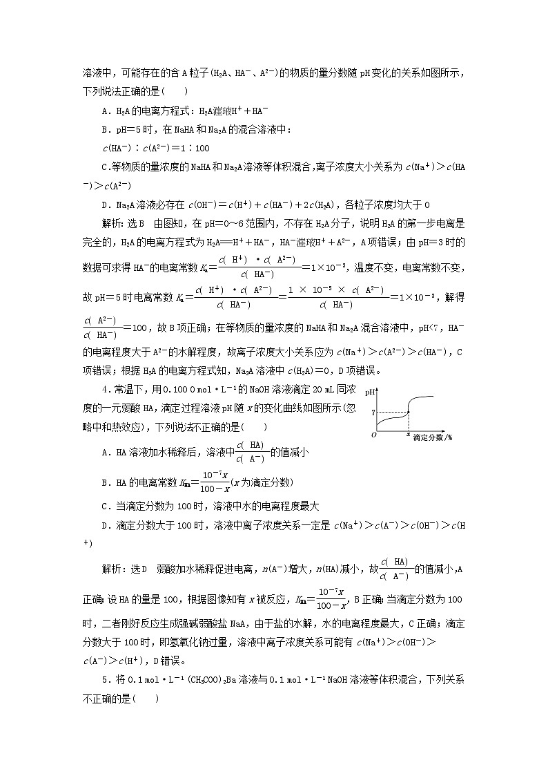 2022届高考化学一轮复习跟踪检测49专题研究__溶液中粒子浓度关系含解析02