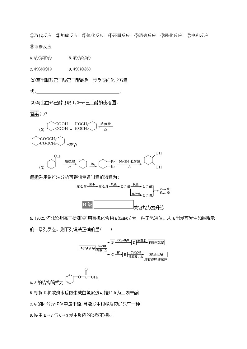 高中化学第三章烃的衍生物第五节有机合成课后练习含解析新人教版选择性必修第三册第3页