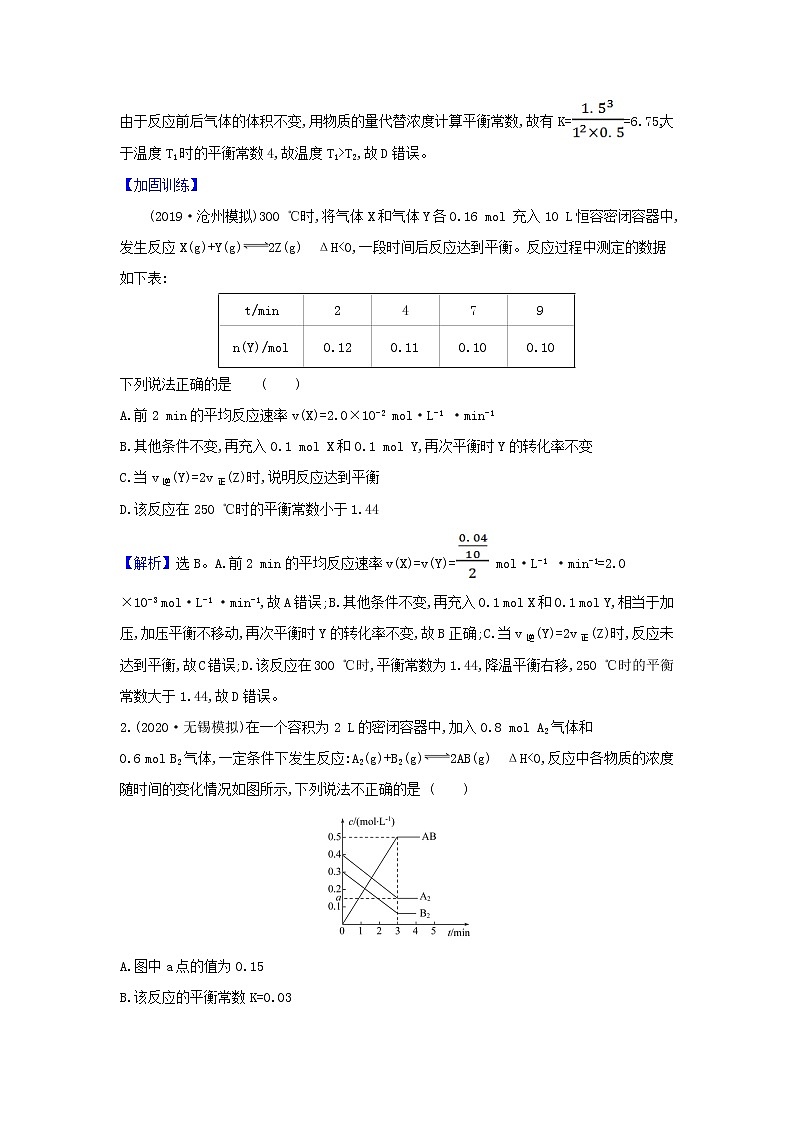 高考化学一轮复习题组训练7.3化学平衡常数化学反应进行方向3含解析第2页