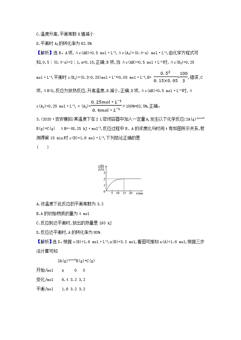 高考化学一轮复习题组训练7.3化学平衡常数化学反应进行方向3含解析第3页