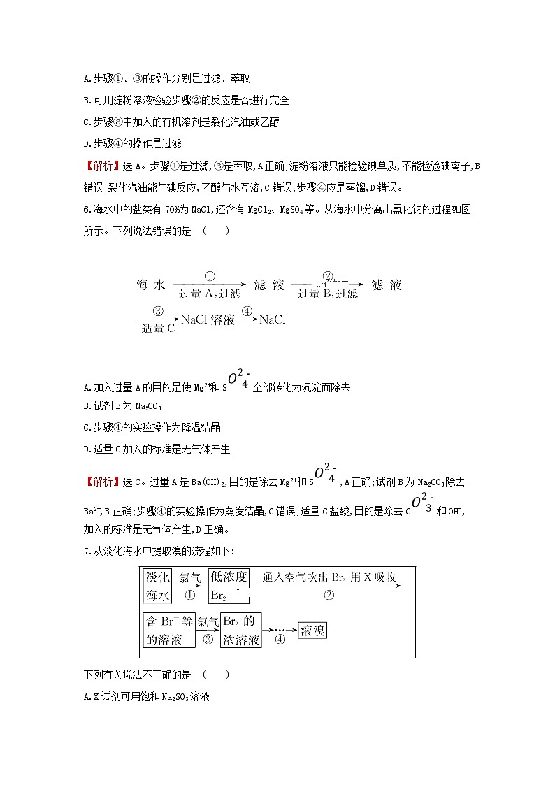 全国通用版2022版高考化学一轮复习第4章非金属及化合物5海水资源的开发利用环境保护与绿色化学课时作业含解析第3页