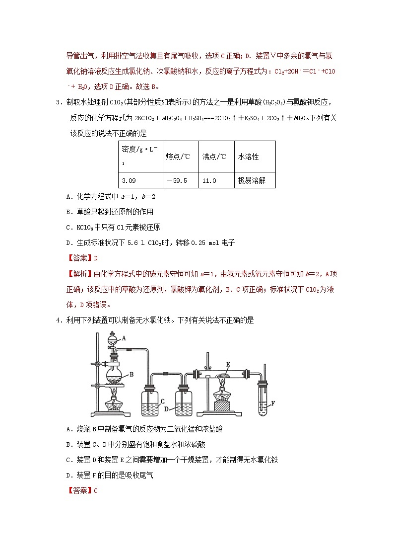 通用版2022届高三化学一轮复习强化训练氯及其化合物含解析第2页